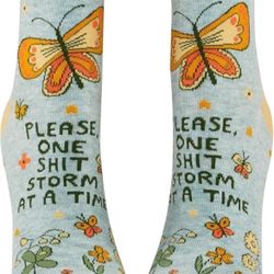🧦 NEW Blue Q Women’s Novelty Socks – “Please, One Sh!t Storm At A Time” – Size 5-10 🧦  ✨ Brand New with Tags | Perfect Gift | Hilariously Honest 