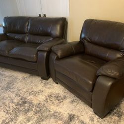 Leather Couch And Chair Set $200