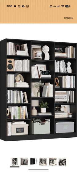 Triple Wide Bookshelf, Large Bookshelf with 17 Display Shelves74'' Tall Bookcases and Bookshelves, 58.7'' Extra Wide Book