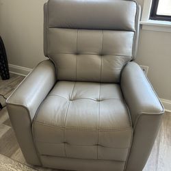Leather recliner sofa, and recliner chair.