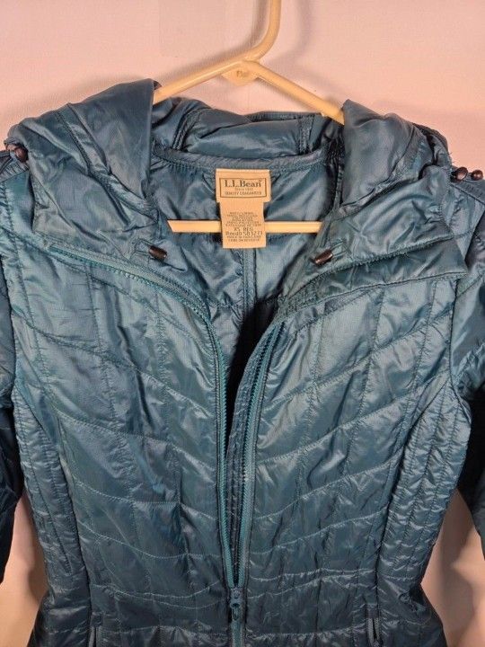 LL Bean Primaloft Quilted Puffer Trench Coat Women Xs
