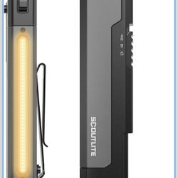SCOUTLITE Vario GB 2000 EDC Flashlight with Green Beam, White and Warm LED Combo, 2000 Lumens Compact Magnetic Flat Pocket Lights, Triple Sources for 