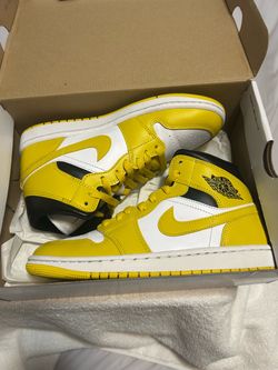 Air Jordan 1 Mid Yellow White Black Sneakers