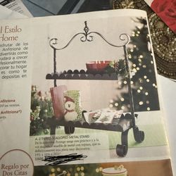 Home Interiors Tiered Scalloped Metal Stand/Repisa  De Dos Niveles 