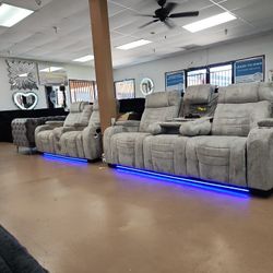 Sofa And LOVESEAT. drop Down Cupholders With Plugs. Loveseat Has Bluetooth Speakers  All L.E.D