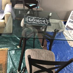 Tall Square Glass Table W 4 Chairs