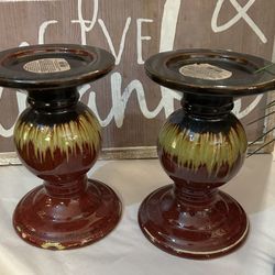 Pair Of Unique Chunky Candle Holders