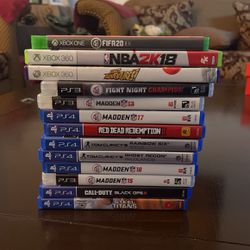 XBOX 360, XBOX 1, PS4, and PS3 games