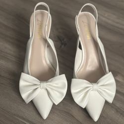 White Heels With Bow