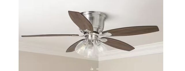 Stoneridge 52 in. Indoor LED Brushed Nickel Hugger Ceiling Fan with Light Kit NEW