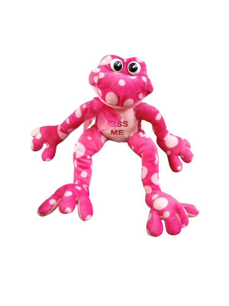 Burton Burton Kiss Me long legs & Arms polka dot Sitting pink plush frog πΈ 13in