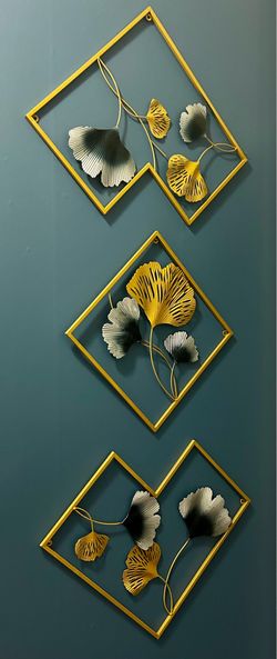 3-Piece Gold & Silver Metal Wall Art Set