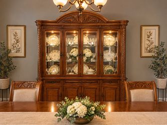 Large Wood China Cabinet with Glass Doors. $100 OBO