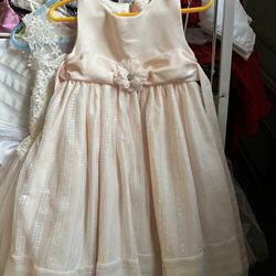 Formal Cinderella Toddler Girl Size 2/2T Peach Sequenced 