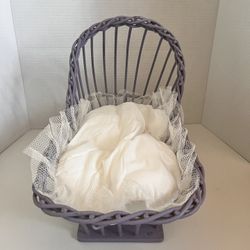 Antique Vintage Baby Doll Rocking Cradle/ Wood & Wicker 