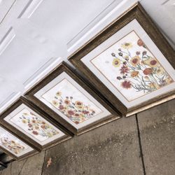 Golden Framed, Floral Artwork