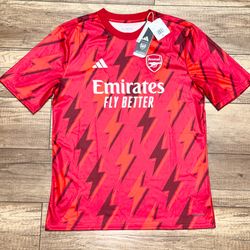 Arsenal FC Adidas Red 2023-24 Soccer Football Pre Match Preshi Y Jersey Youth XL