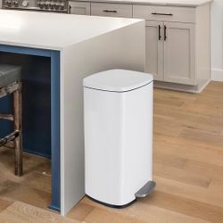 30L White Stainless Steel Trashcan