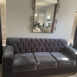 Custom Sofa Dark Blue/Charcoal Gray- Mirror Included 