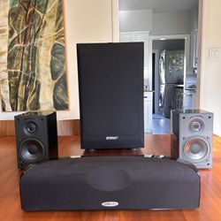Energy Take 2 Satellite Speaker Pair Plus Subwoofer + Polk Center Channel