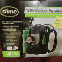 Slime 40045 Garage Tire Inflator Compressor With Accessories Kit
