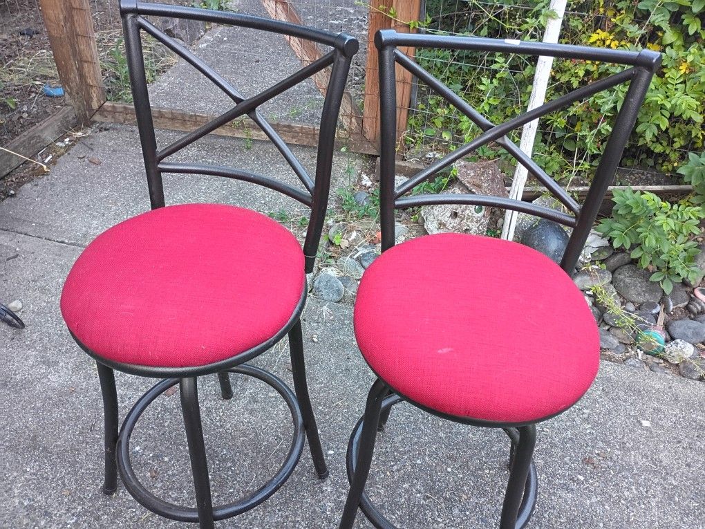 Two Red Bar Stools