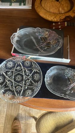 Holiday candy dishes and crystal trays