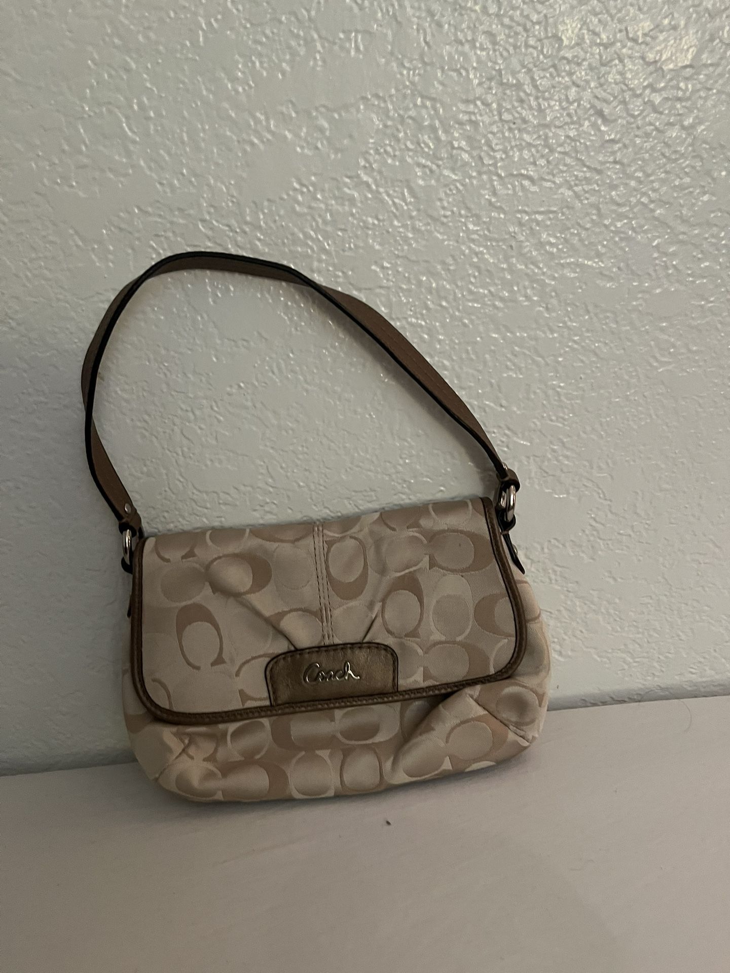 Coach Tan and White mini bag