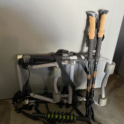 Bike rack and hiking poles