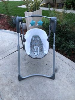 Baby Swing with Harness and Toy Bar