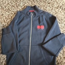 ARMANI MEN'S BLUE ZIP UP SWEATER 