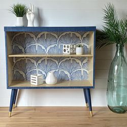 SOLD Vintage Mid Century Modern Bar | Bookshelf W/sliding Glass Doors