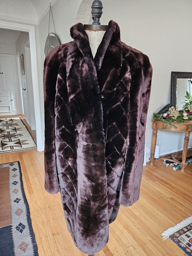 Real Mouton (Sheared Sheep) Fur Coat Size M NO OFFERS