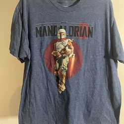 Star Wars Adult Large T-Shirt Mad Engine Mandalorian Boba Fett Cobb Vanth Blue