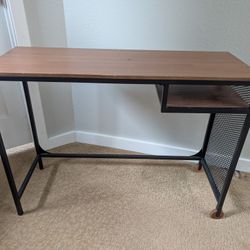 Small Desk, Wood Top, Metal Frame