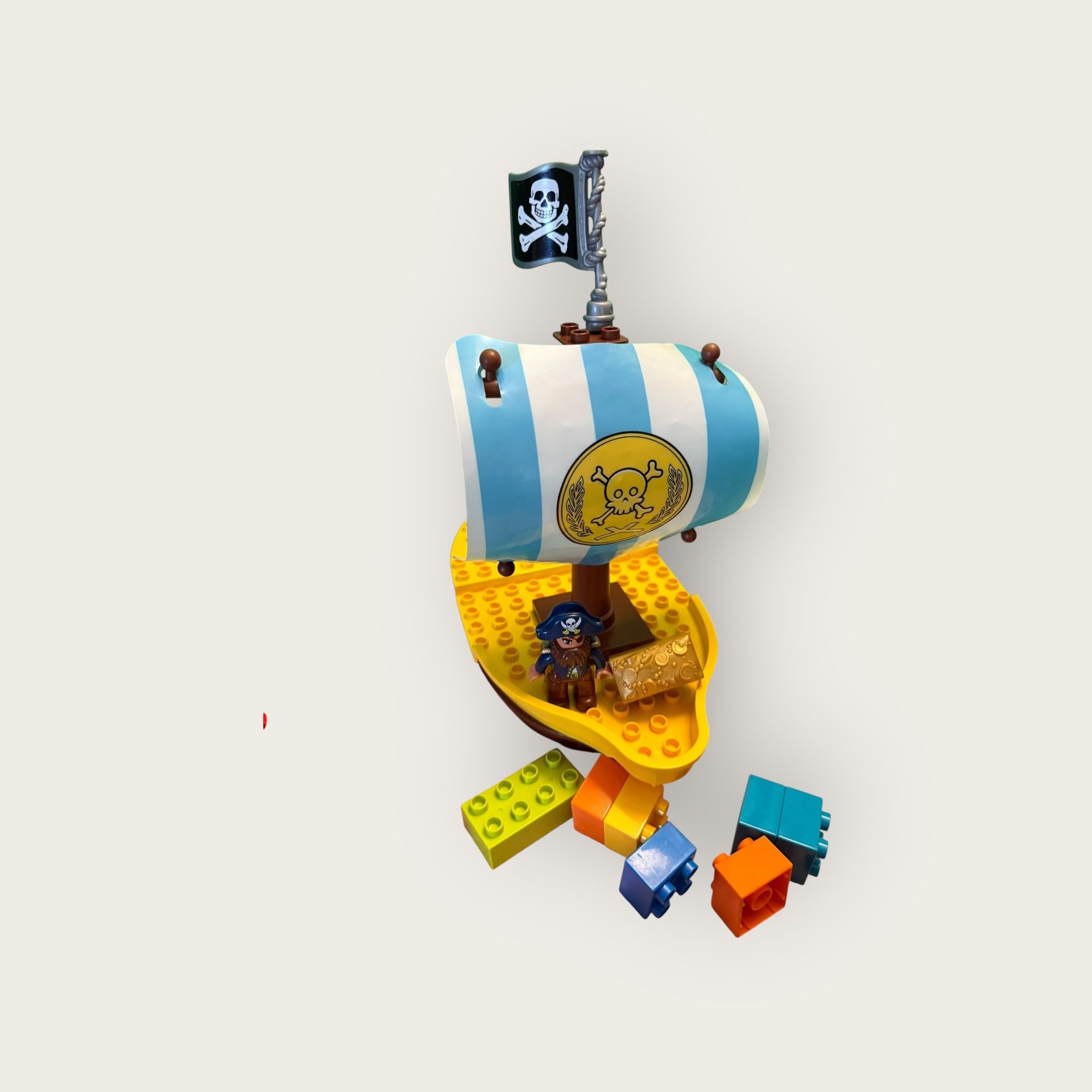 LEGO DUPLO Pirate Ship Lot – Sail, Treasure Chest & Pirate Figure