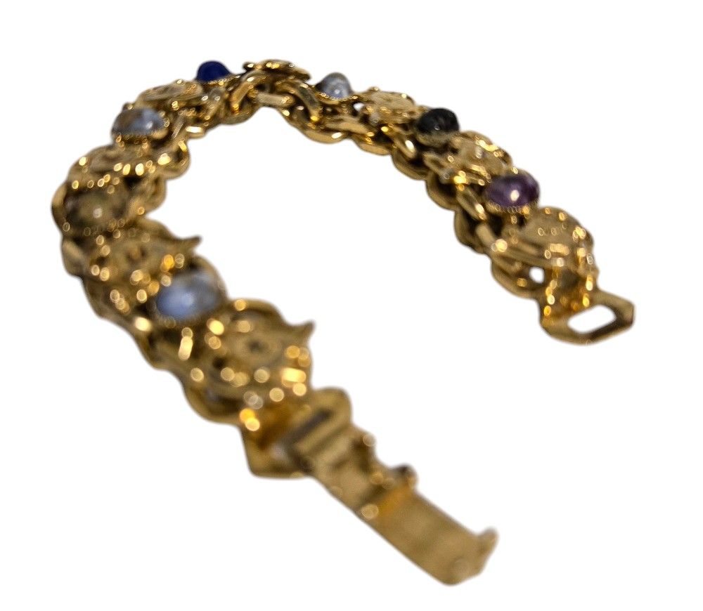 vintage goldtone chunky multicolored capachone bracelet
