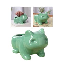 Pokemon Small Ceramic Bulbasaur Succulent Planter  Pot Frog Flower Pot for Indoor Outdoor Cactus