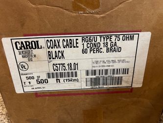Partially used RG6/U coaxial cable Carol brand 500 feet spool - maybe 1/2 used 250