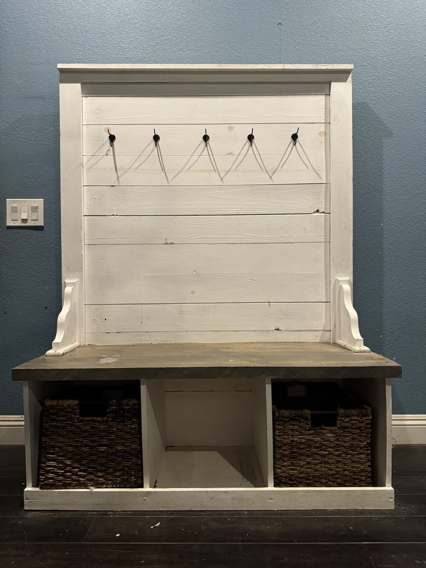 Rustic Farmhouse Mudroom Hall Tree Bench With Storage