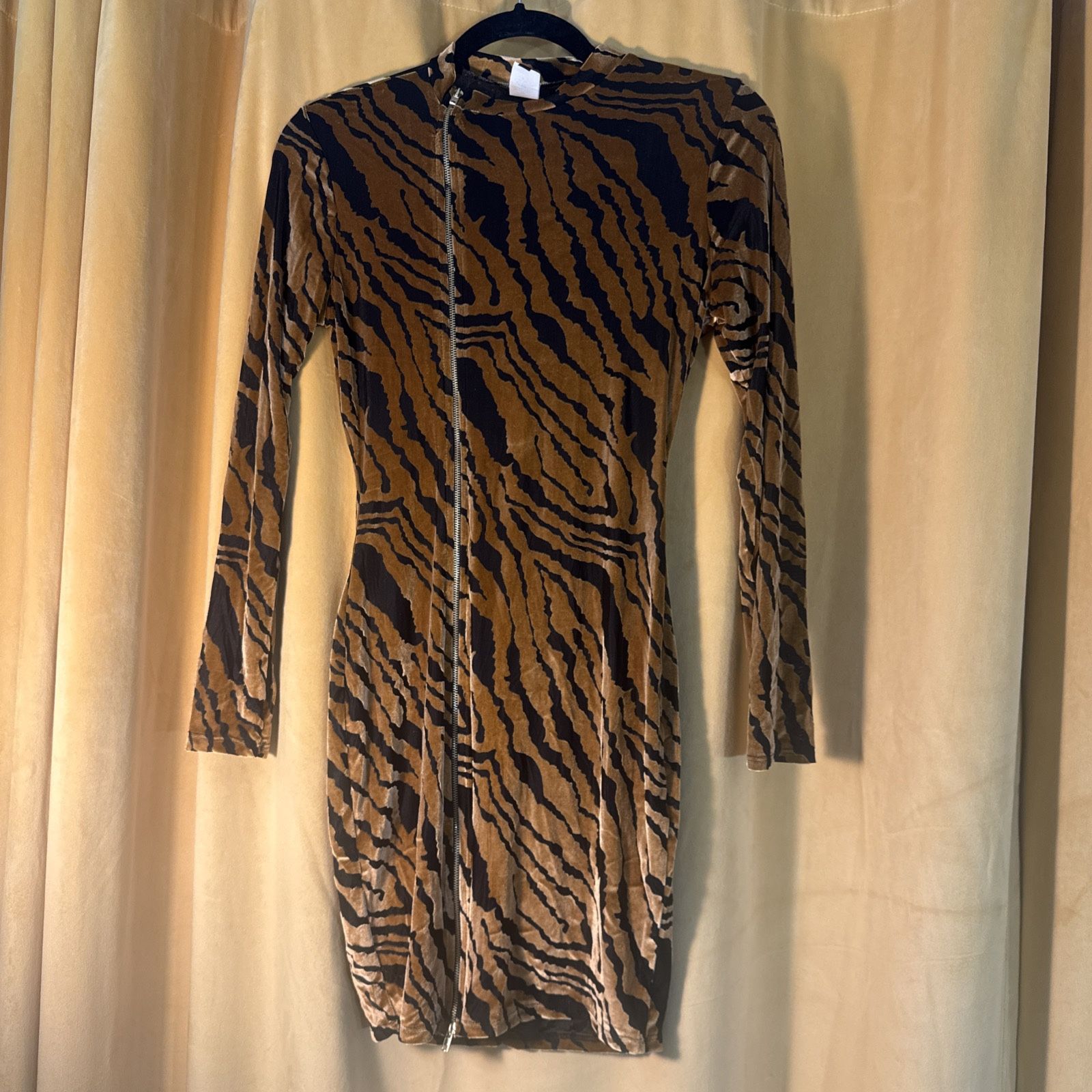 Velvet Tiger Stripe Mini Dress Womens Size Medium
