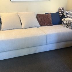 Alicia Greige Chenille 90" Sofa/ Couch Wide And Deep