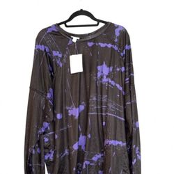 NWT Purple & Black LuLaRoe Erin Long Sleeve Raglan Top - Size 2XL