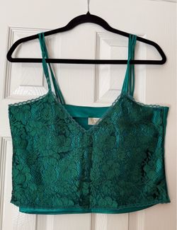 Vintage Victoria Secrets - Excellent Condition Green Lace Camisole - SIZE M