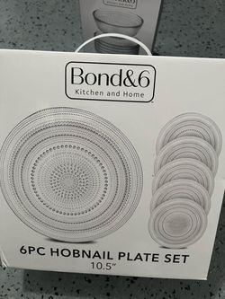 Bond&6 6-Piece Hobnail Glass Plate Set