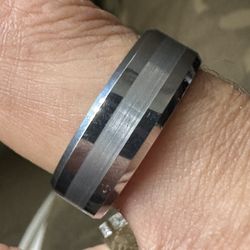 Tungsten Carbide Platinum Inlay For Men