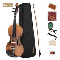 Eastar EVA-3 4/4 Size Violin Set Matte Fiddle for Beginners Students Adults with Hard Case, Rosin, Shoulder Rest, Bow, Tuner and Extra Strings