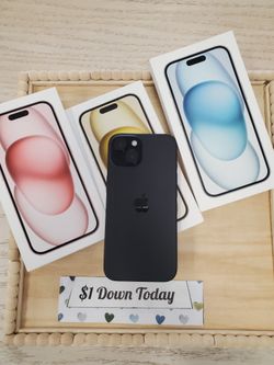 Apple IPhone 15 - $1 DOWN TODAY, NO CREDIT NEEDED