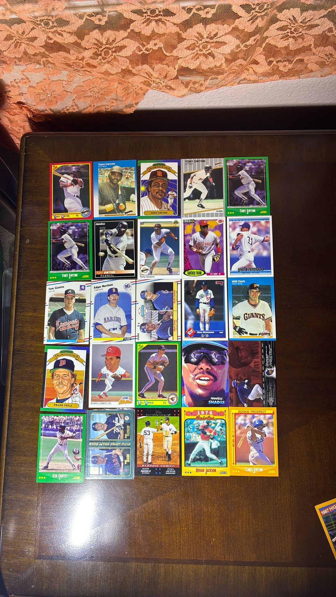 25 Baseball Cards . Derek Jeter Reggie Jackson  Orel Tony Gwynn Ripken