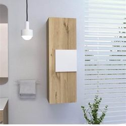 New assembled Medicine Cabinet Single Door 3 Shelves in Light Oak/White